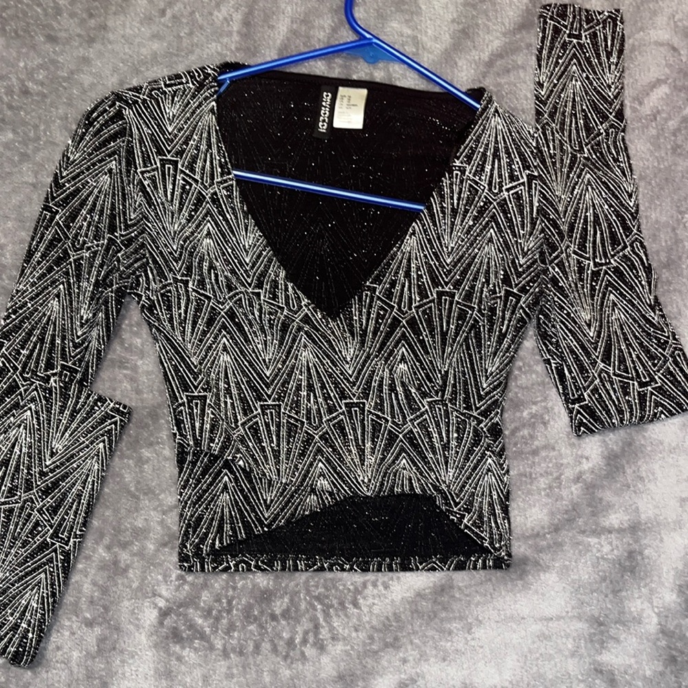 Sparkle crop top long sleeve